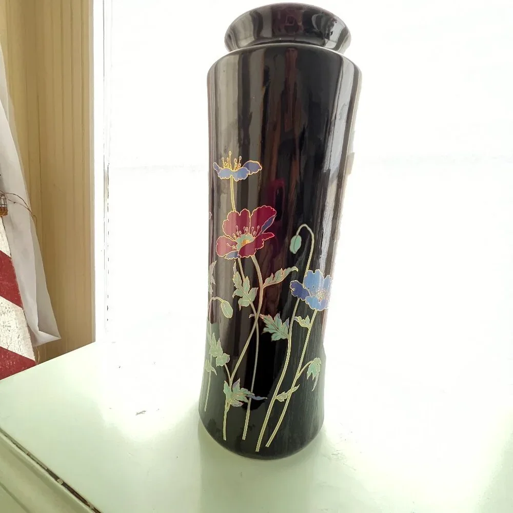Vintage 1970's Hand Painted Windflower Poppy Vase.
